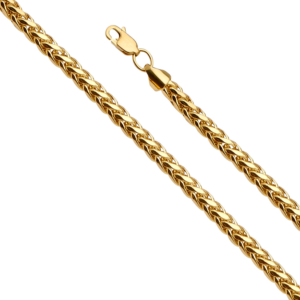 14k Gold 4.1mm Diamond-Cut Hollow Wheat 8 Inch Bracelet - Model CH-0527