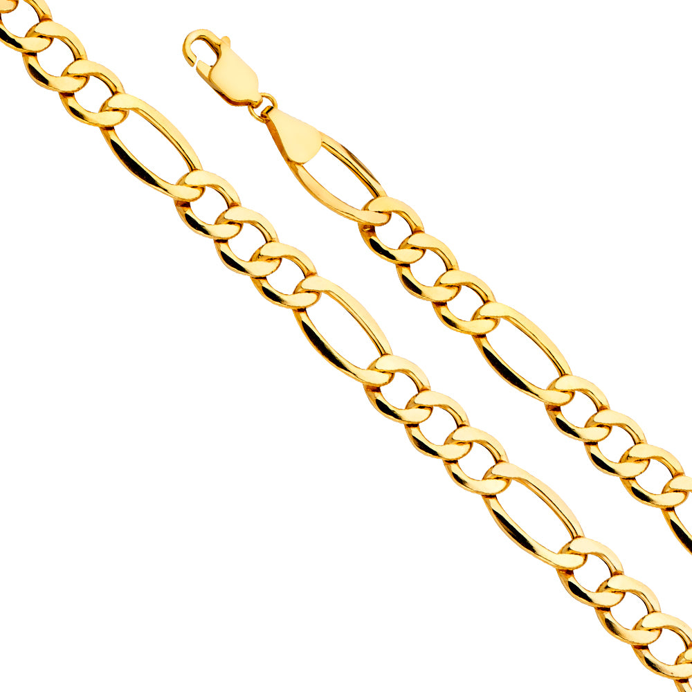 14k Gold 8.3mm Hollow Figaro Bevel Chain - Model CH-0532
