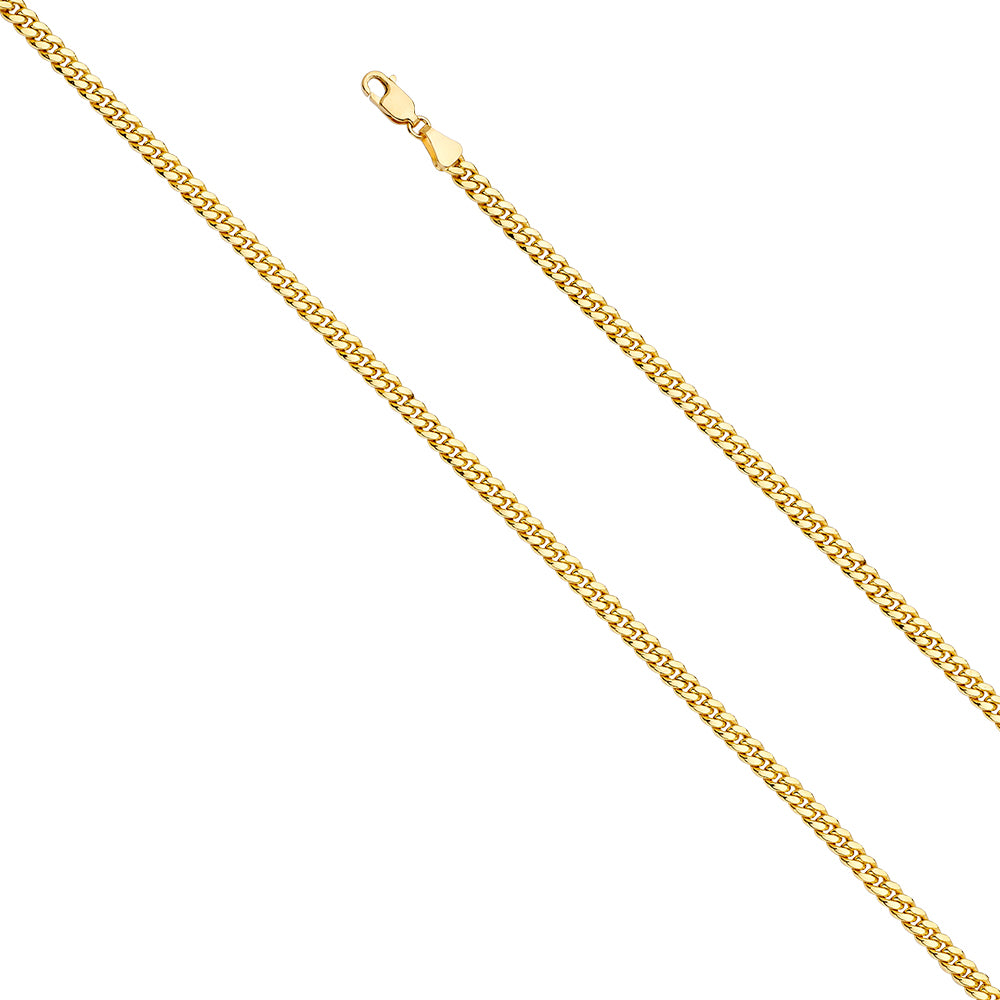 14k Gold 3.7mm Hollow Miami Cuban With Box Lock Bracelet 7.5 Inch - Model CH-0543