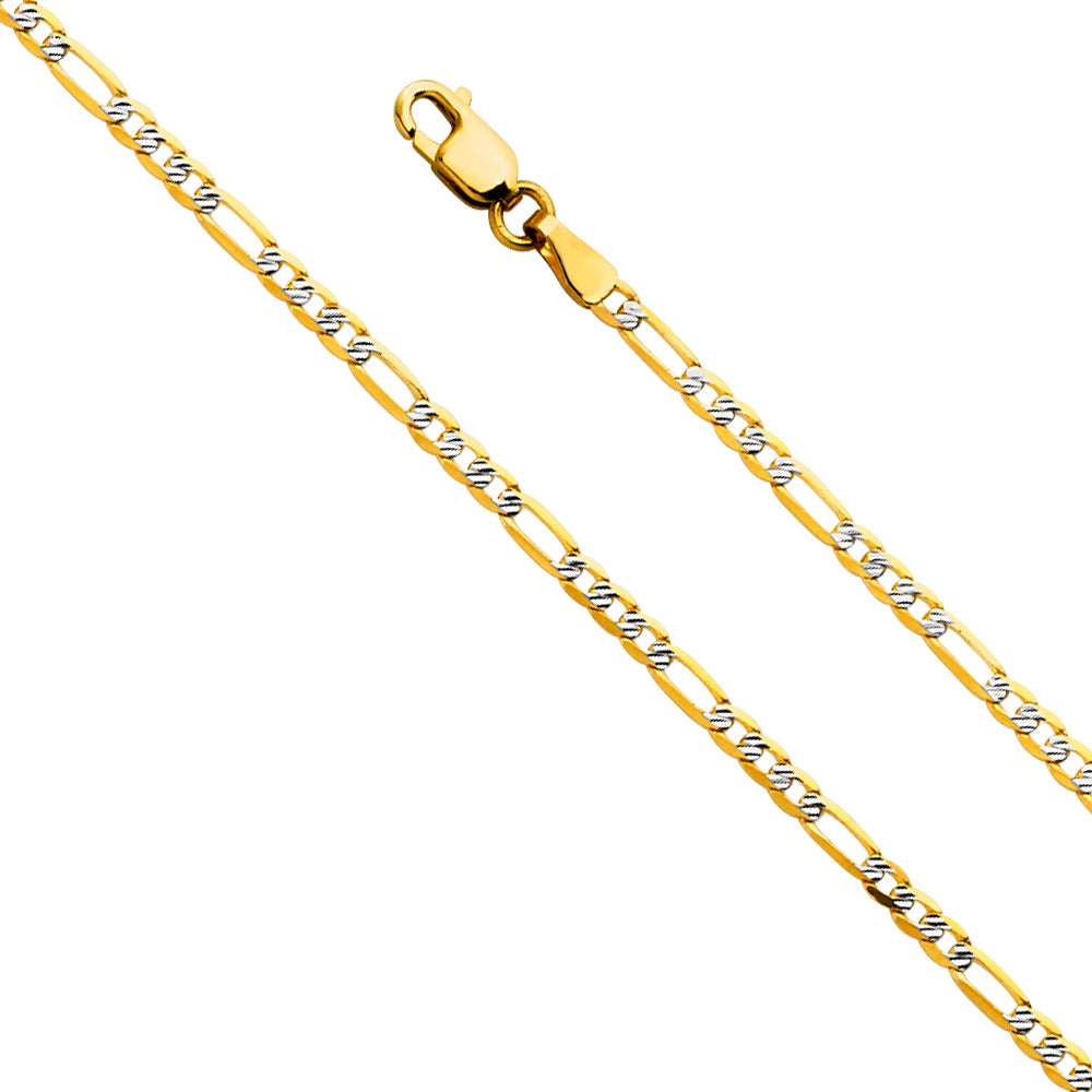 14k Gold Two-Tone 2.3mm Fancy Figaro Chain - Model CH-0565