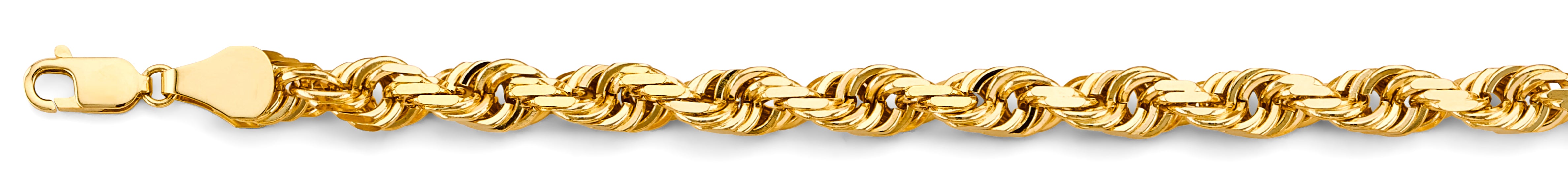 14k Solid 7.8mm Rope Chain Bracelet 9 Inch - Model CH-0582 - Charlie & Co. Jewelry