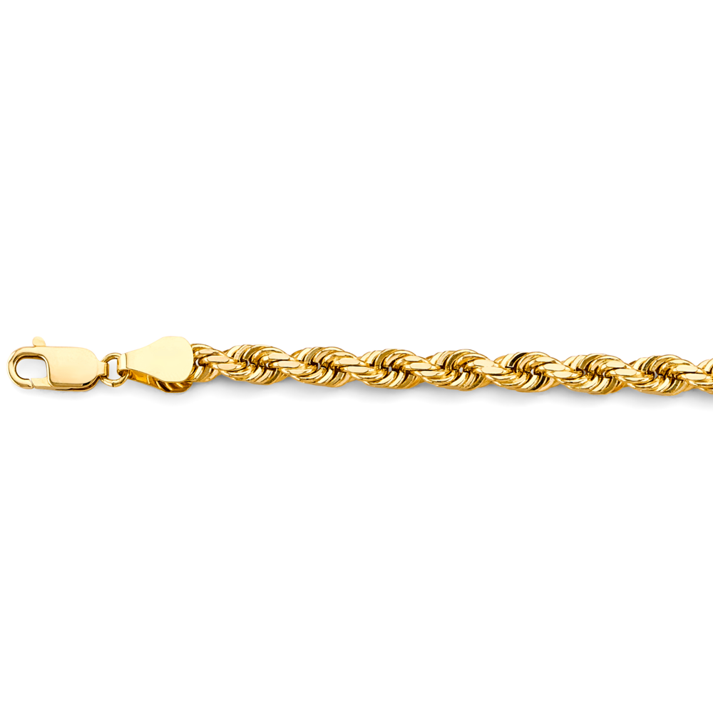 14k Solid 6.4mm Rope Chain Bracelet 8.5 Inch - Model CH-0583 - Charlie & Co. Jewelry