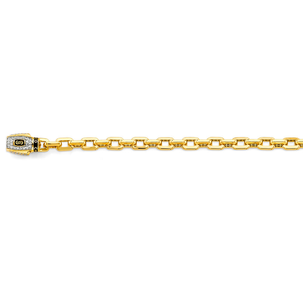 14k Gold Two-Tone 6mm Monaco Cable With CZ Lock Chain - Model CH-0596