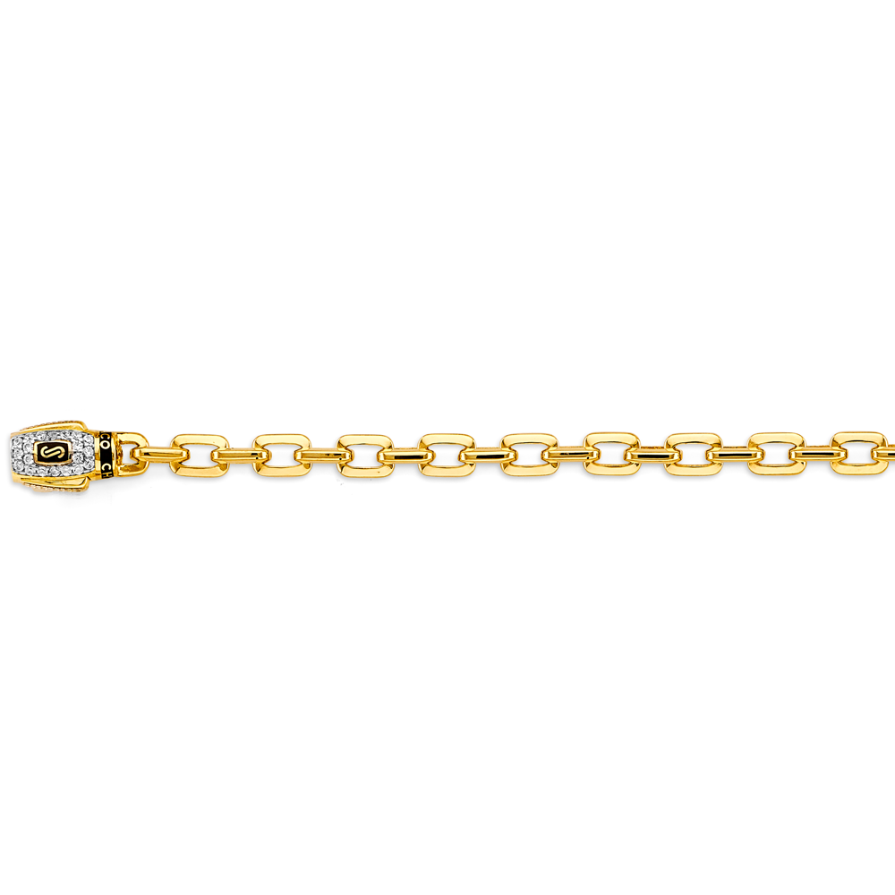 14k Gold Two-Tone 5mm Monaco Cable With CZ Lock 8.5 Inch Bracelet - Model CH-0597