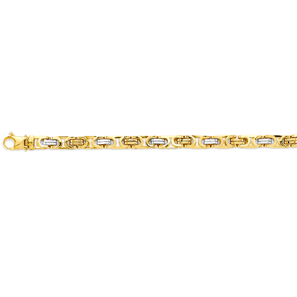 14k 2t 6.5mm Flat Byzantine Chain Bracelet 8.5 Inch - Model CH-0598 - Charlie & Co. Jewelry