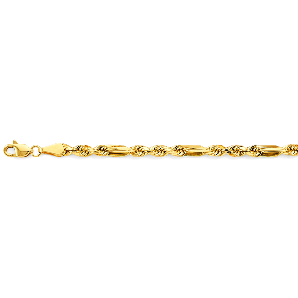 14k 3.5mm Hollow Figaro Rope Chain Bracelet 8 Inch - Model CH-0604