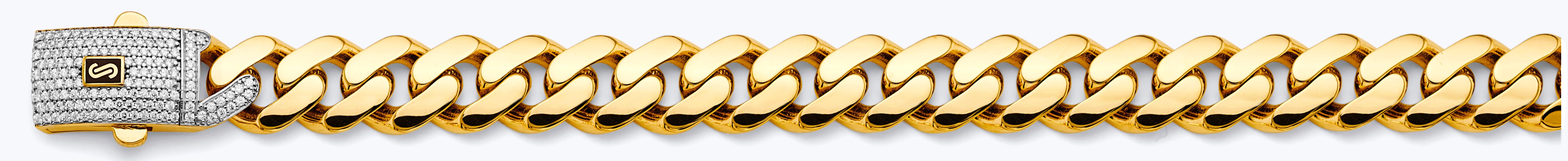 14k Gold Two-Tone 13.5mm Monaco Curb With CZ Lock 8.5 Inch Bracelet - Model CH-0612