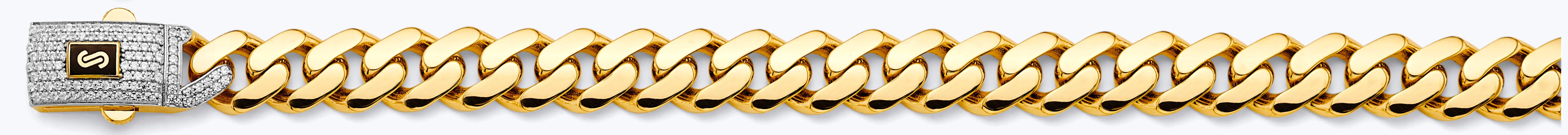 14k Gold Two-Tone 11.5mm Monaco Curb With CZ Lock 8.5 Inch Bracelet - Model CH-0613