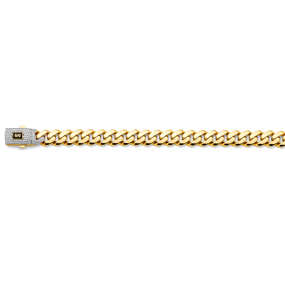 14k Gold Two-Tone 11.5mm Monaco Curb With CZ Lock Chain - Model CH-0613