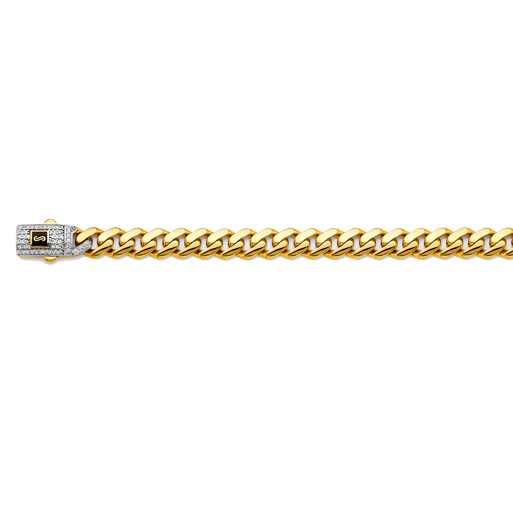 14k Gold Two-Tone 8.0mm Monaco Curb With CZ Lock 8 Inch Bracelet - Model CH-0615