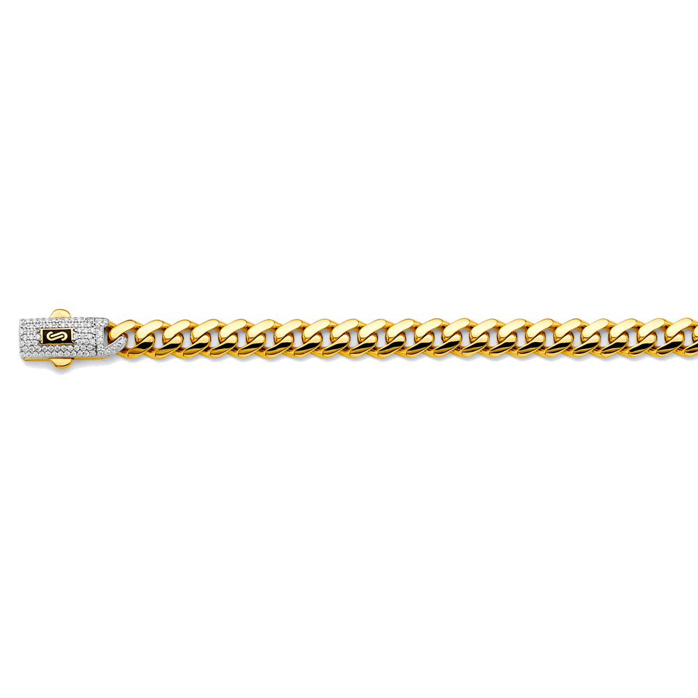 14k Gold Two-Tone 6.5mm Monaco Curb With CZ Lock 8 Inch Bracelet - Model CH-0616
