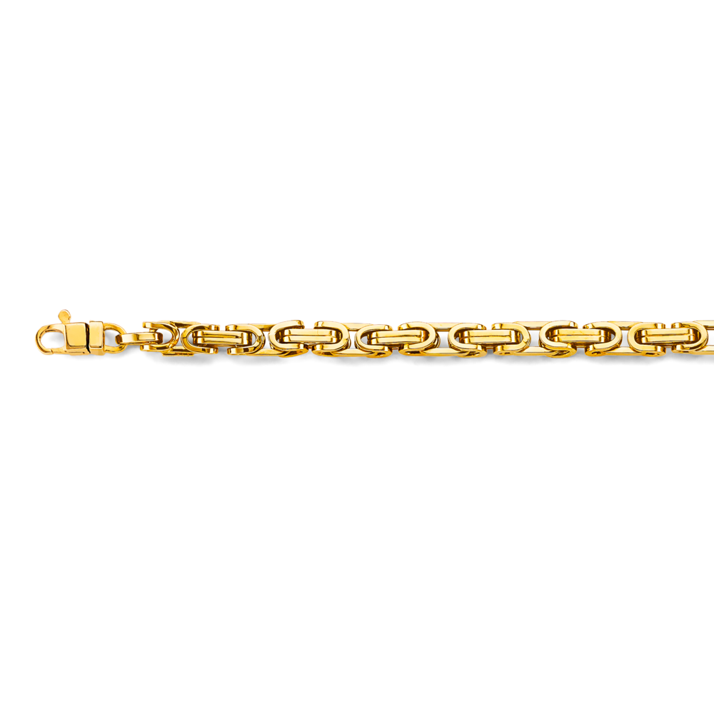 14k Gold 5mm Hollow Fancy Byzantine Bracelet 8.5 Inch - Model CH-0651