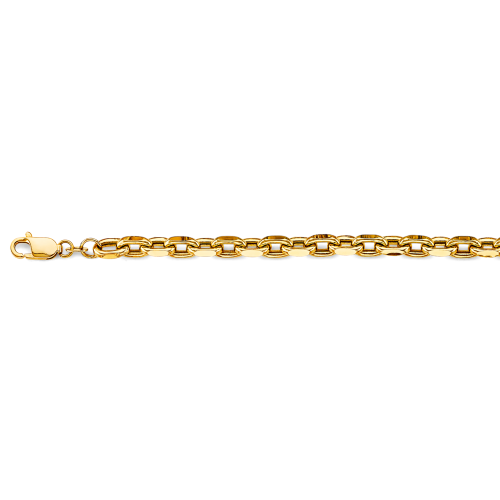14k 5.2mm Hol-oval Rolo Chain Bracelet 8 Inch - Model CH-0652