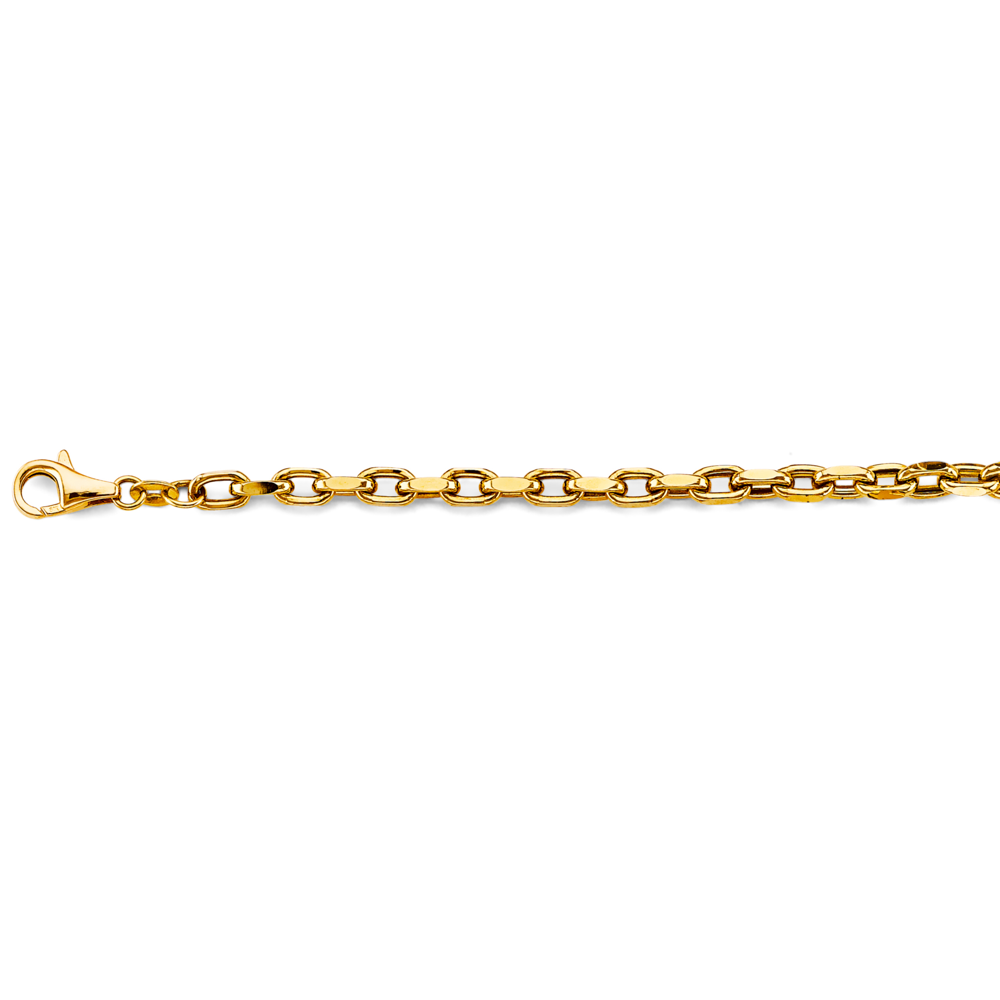 14k 4.1mm Hol-oval Rolo Chain Bracelet 7.5 Inch - Model CH-0653