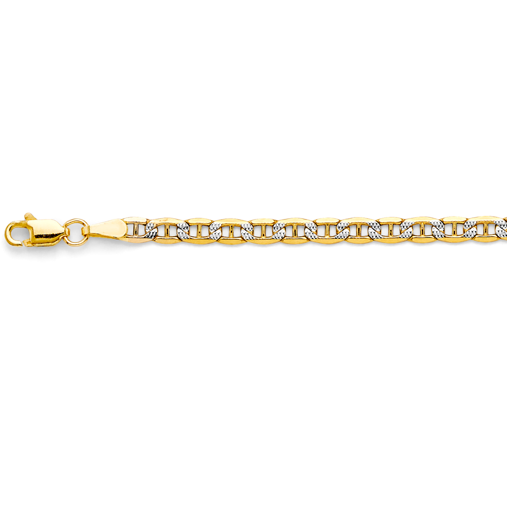 14k 2t 3.4mm Hollow Mariner Chain Bracelet - Model CH-0658