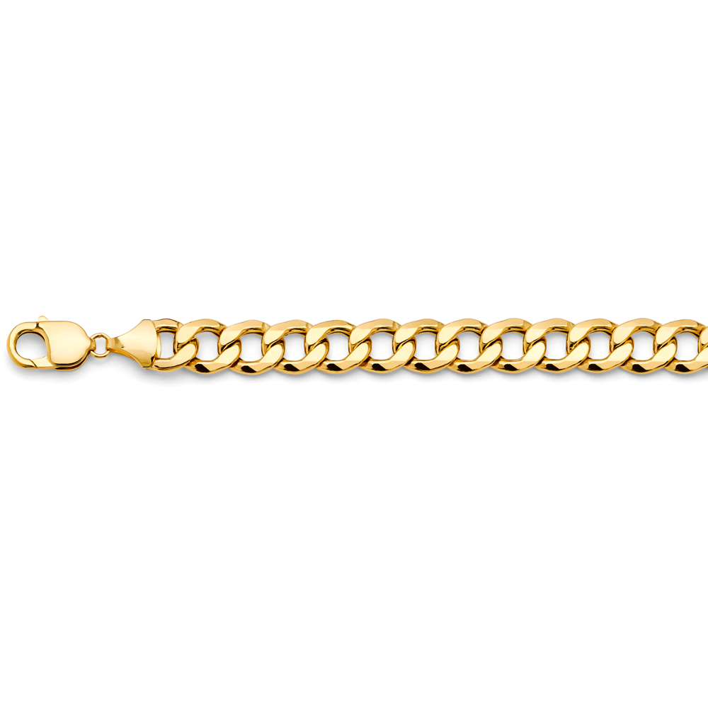 14k 10.9mm Hollow Bevelled Curb Chain Bracelet 8.5 Inch - Model CH-0659