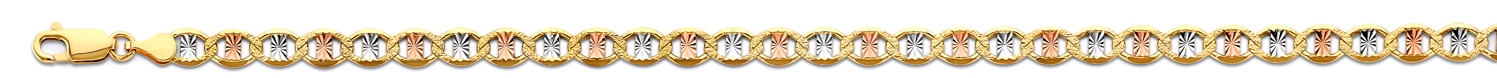 14k Gold Three-Tone 5.4mm Flat Mariner Star Diamond-Cut Bracelet 7.5 Inch - Model CH-0667