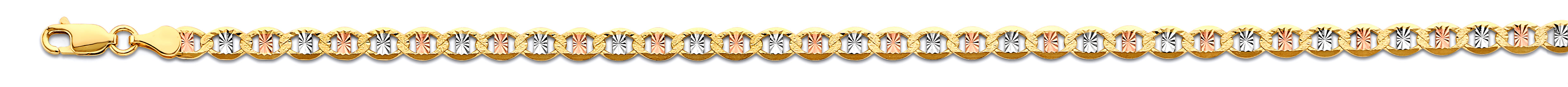 14k Gold Three-Tone 4.3mm Flat Mariner Star Diamond-Cut Chain - Model CH-0668