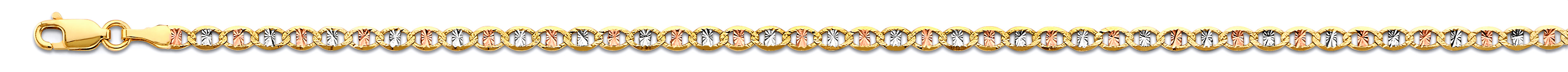 14k Gold Three-Tone 3.1mm Flat Mariner Star Diamond-Cut Chain - Model CH-0669
