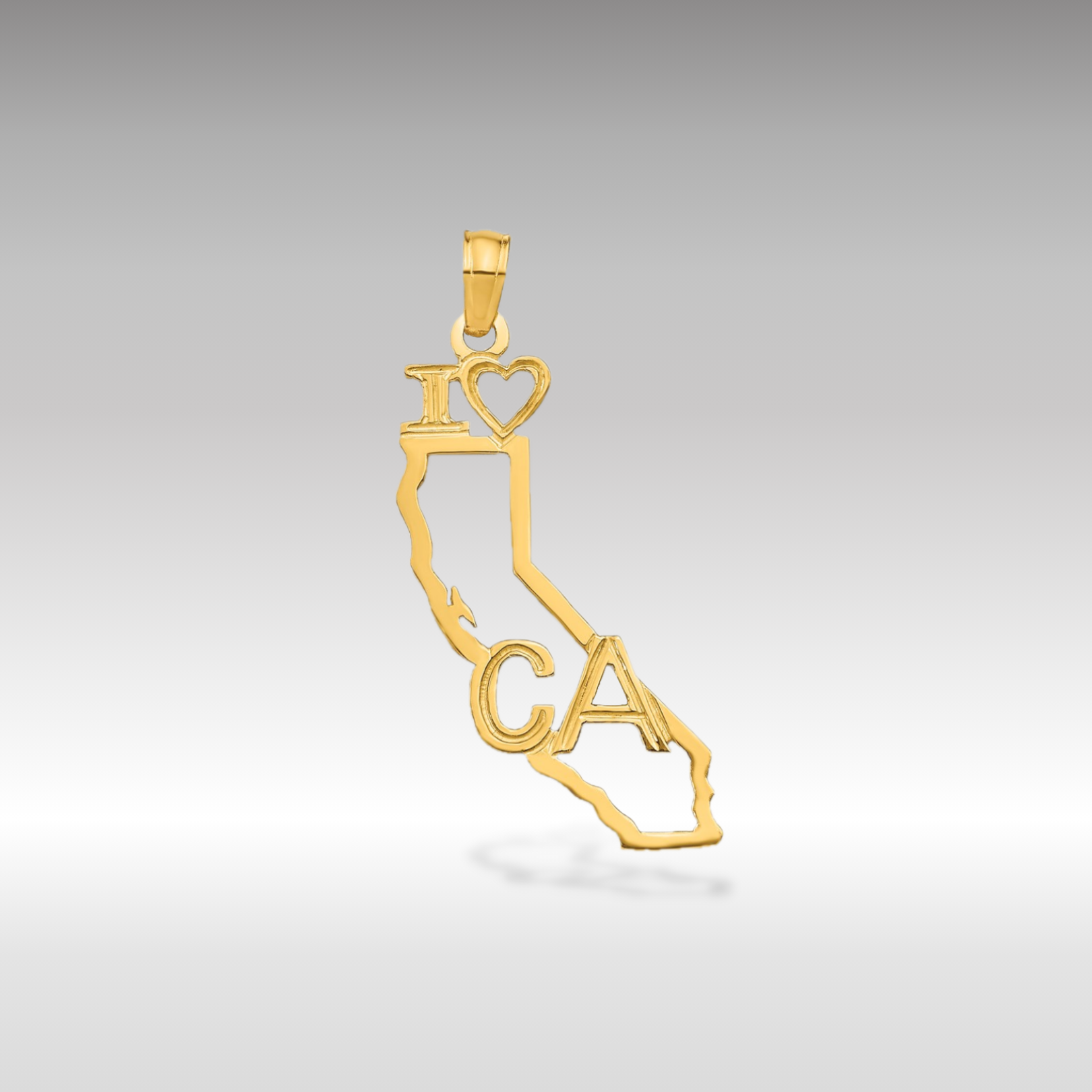 14K Gold 'I Love California' State Pendant - Charlie & Co. Jewelry