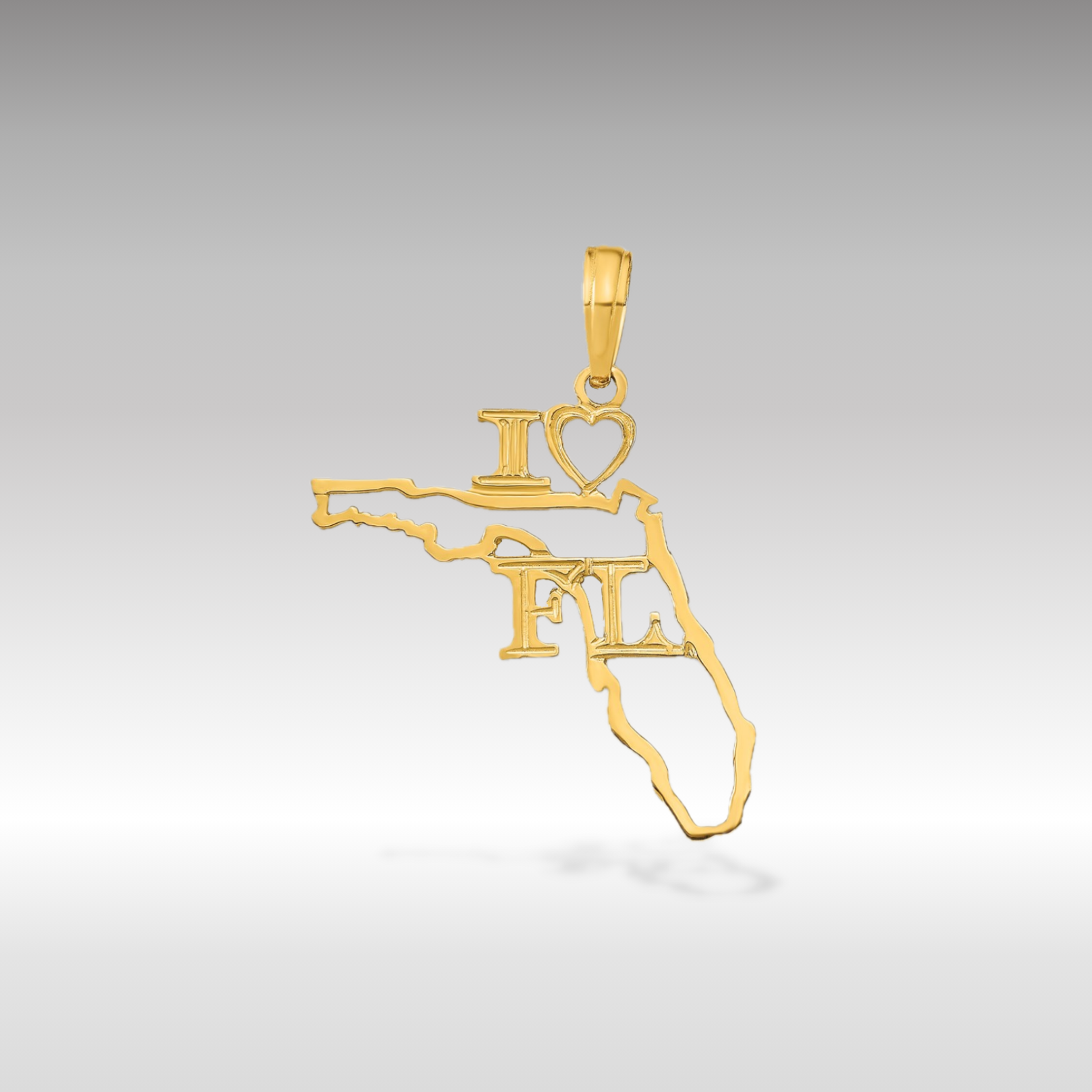 14K Gold 'I Love Florida' State Pendant - Charlie & Co. Jewelry