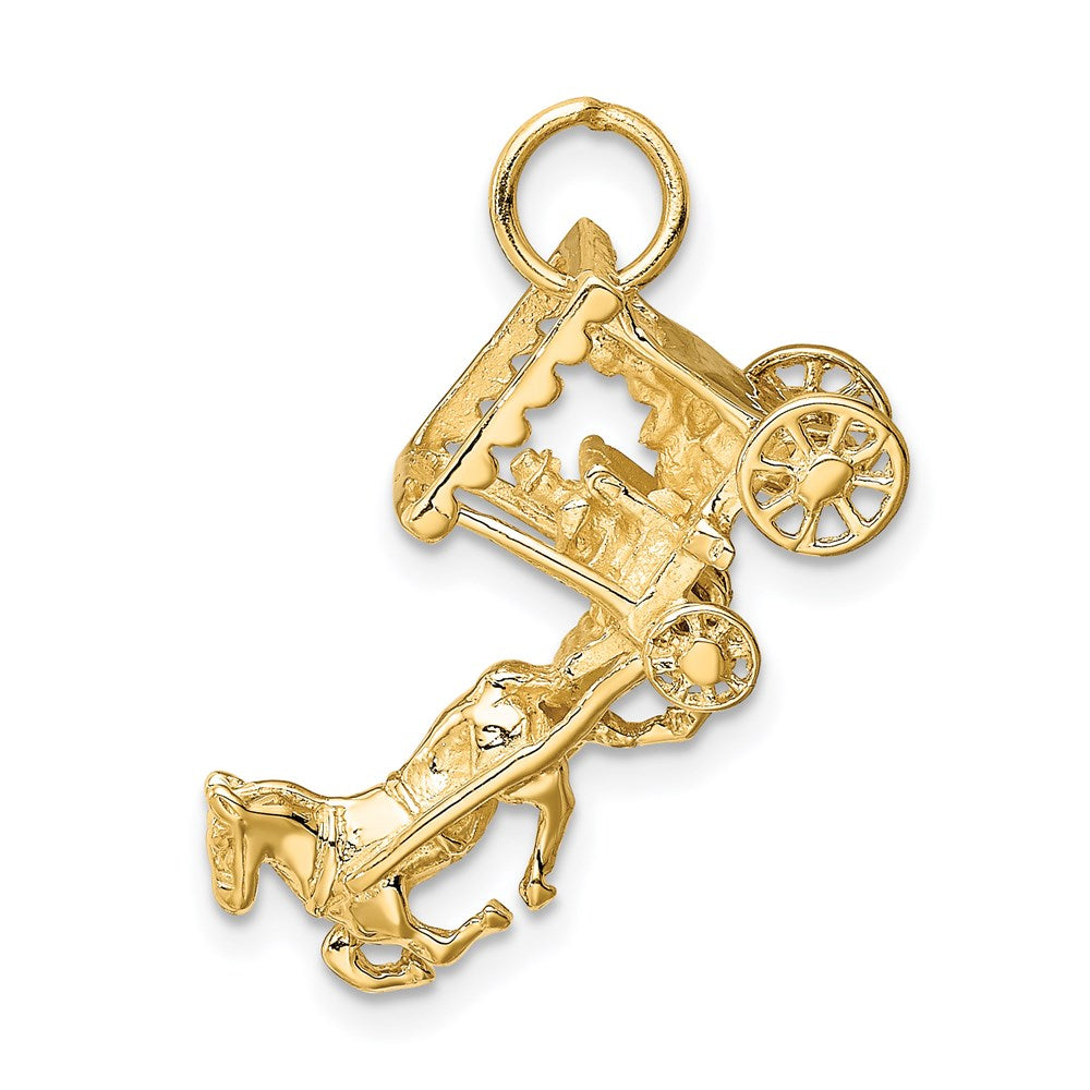 Gold Polished 3-Dimensional Horse and Carriage Charm Model-D1213 - Charlie & Co. Jewelry
