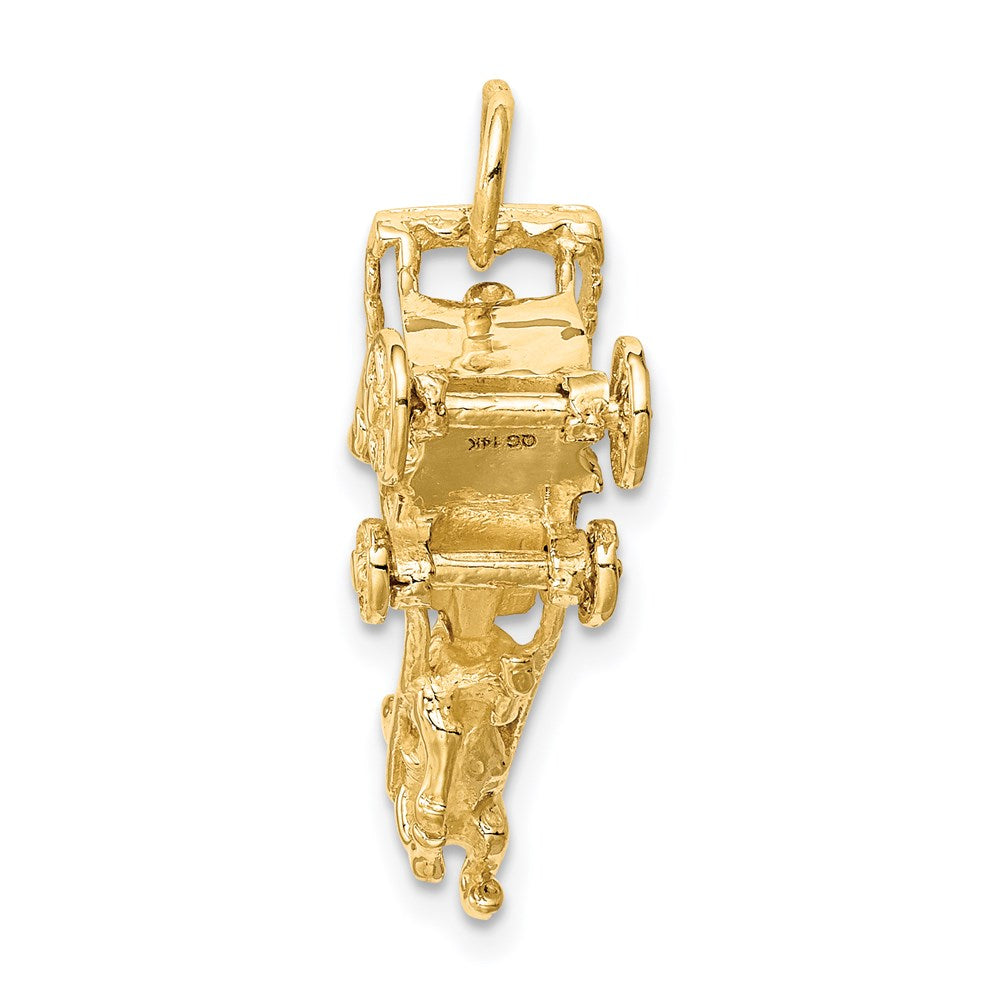 Gold Polished 3-Dimensional Horse and Carriage Charm Model-D1213 - Charlie & Co. Jewelry