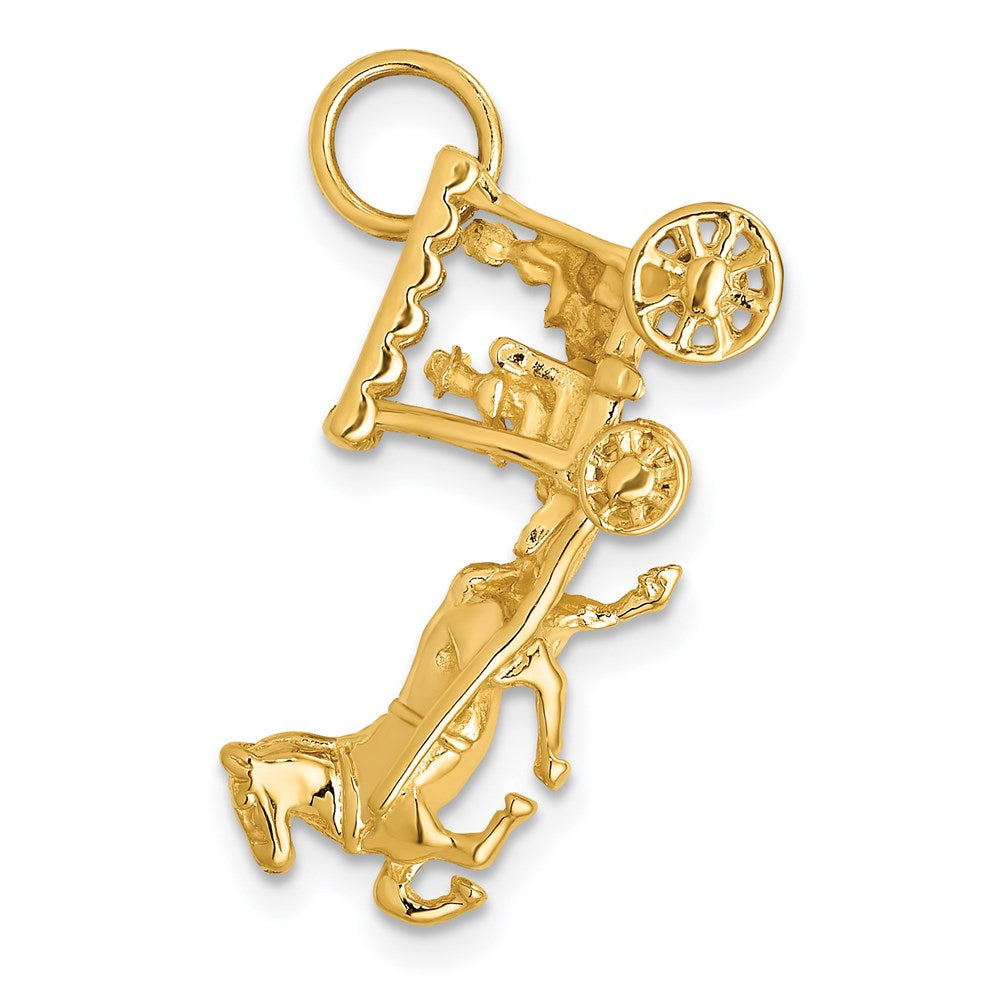 Gold Polished 3-Dimensional Horse and Carriage Charm Model-D1213 - Charlie & Co. Jewelry