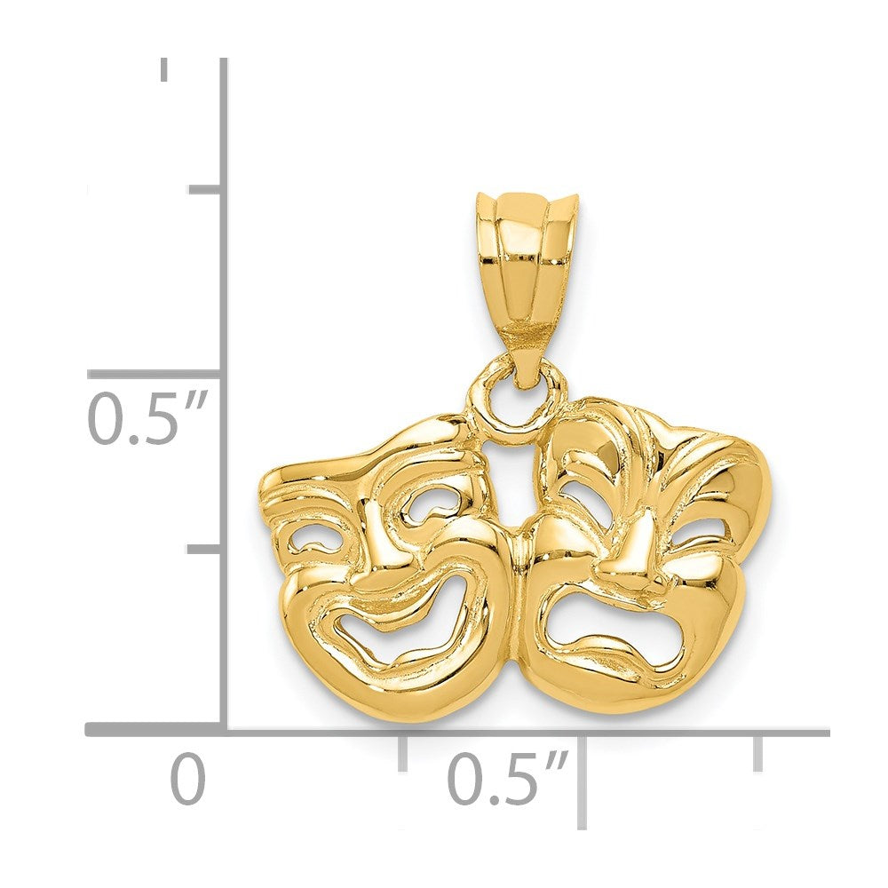14K Gold Comedy/Tragedy Masks Pendant Necklace - Charlie & Co. Jewelry