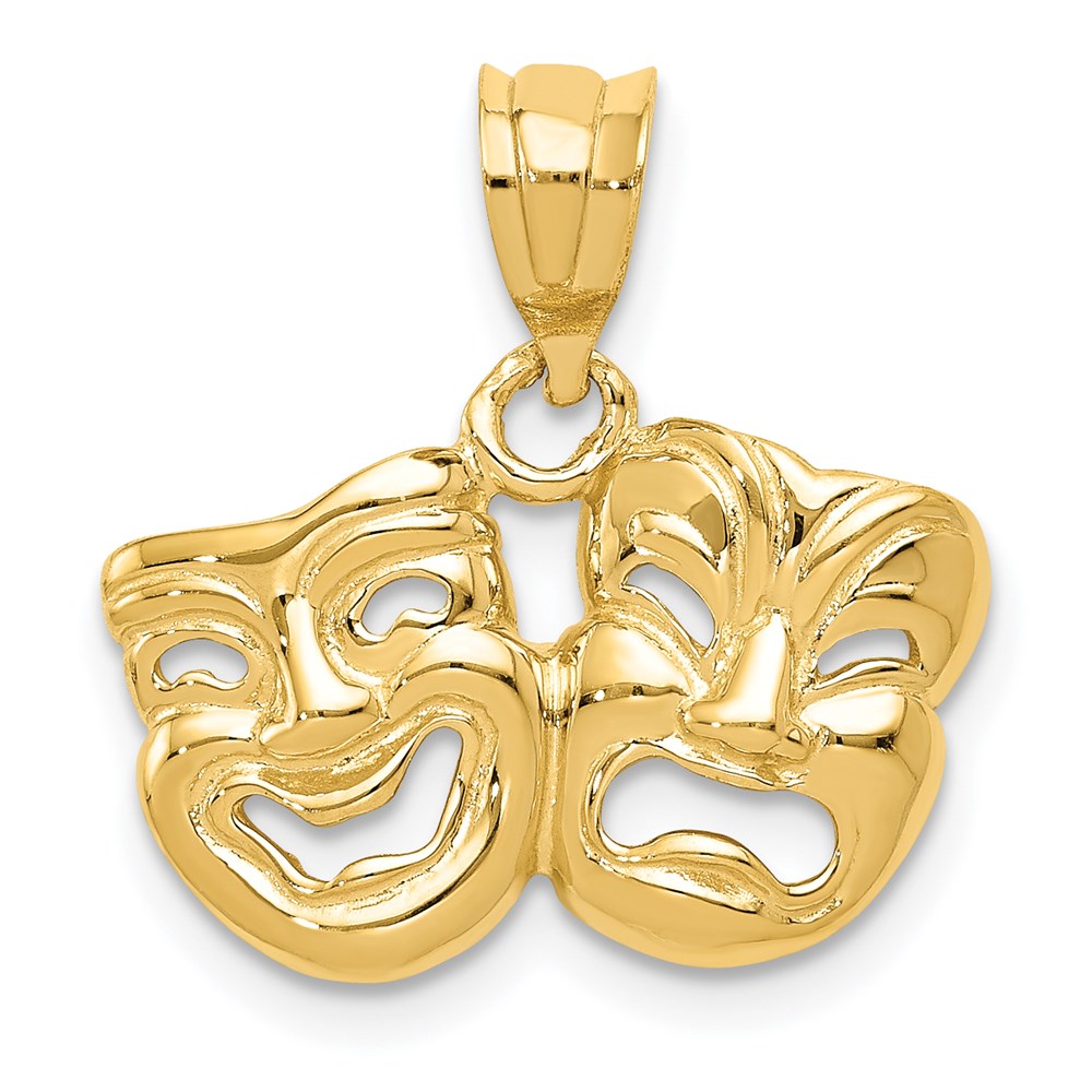 14K Gold Comedy/Tragedy Masks Pendant Necklace - Charlie & Co. Jewelry
