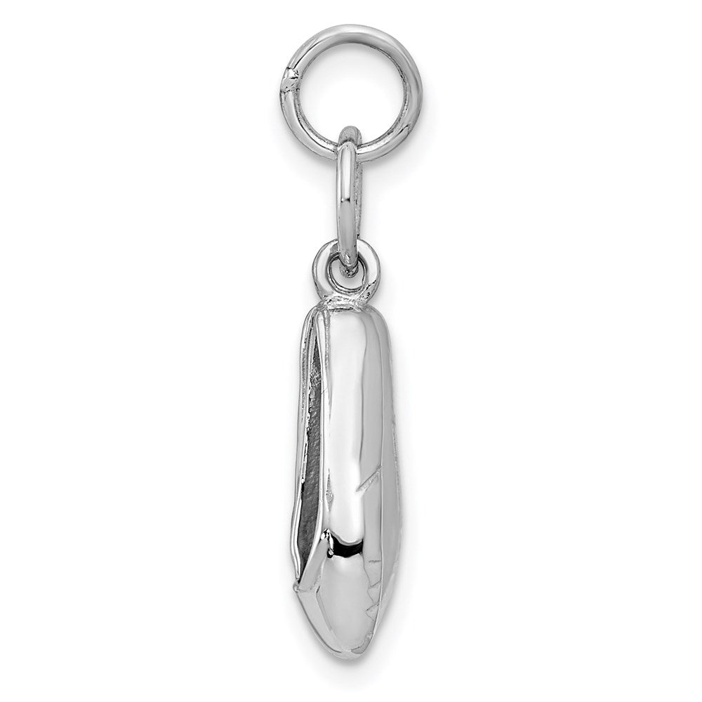 14K White Gold Solid 3-D Moveable Ballet Slippers Necklace Pendant - Charlie & Co. Jewelry