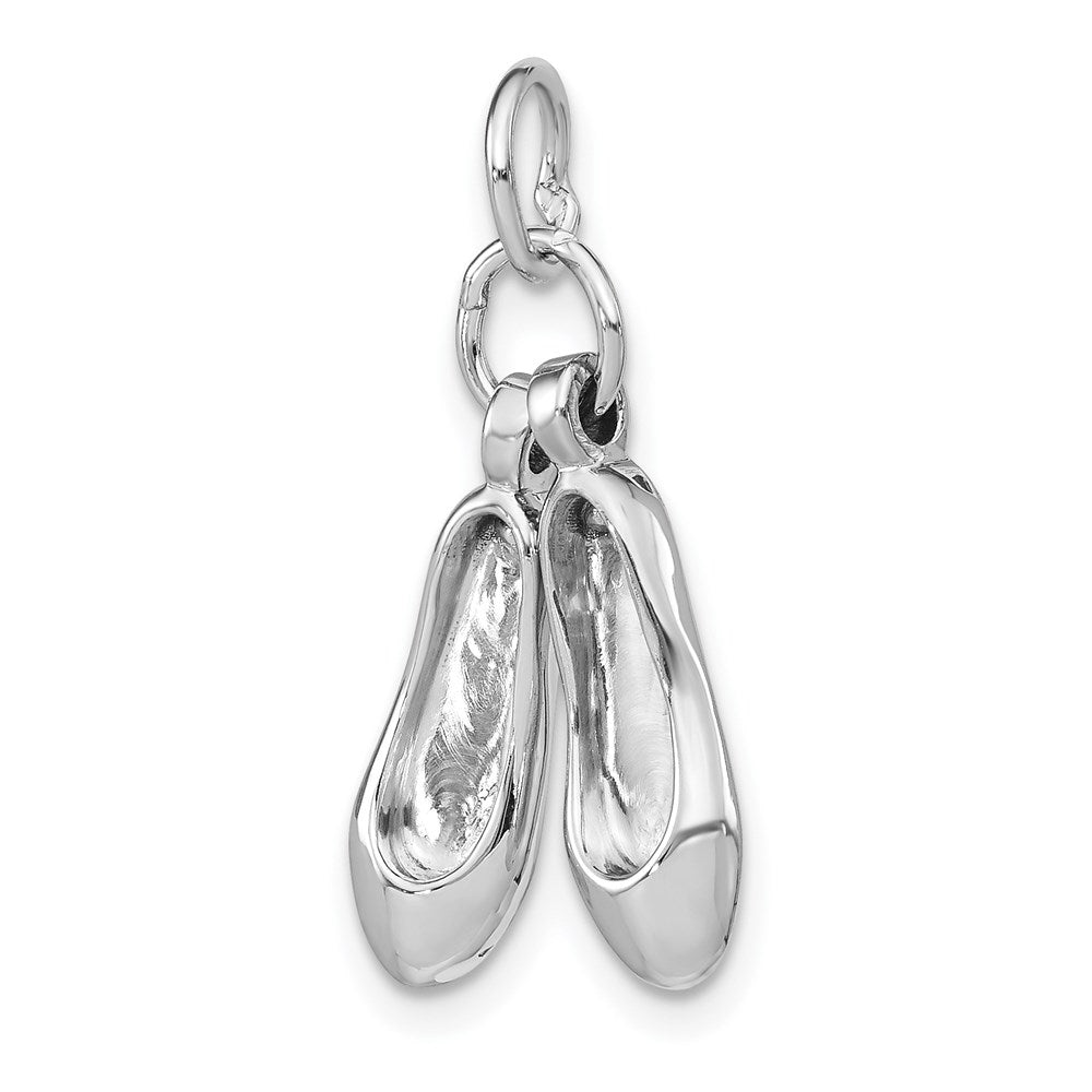 14K White Gold Solid 3-D Moveable Ballet Slippers Necklace Pendant - Charlie & Co. Jewelry