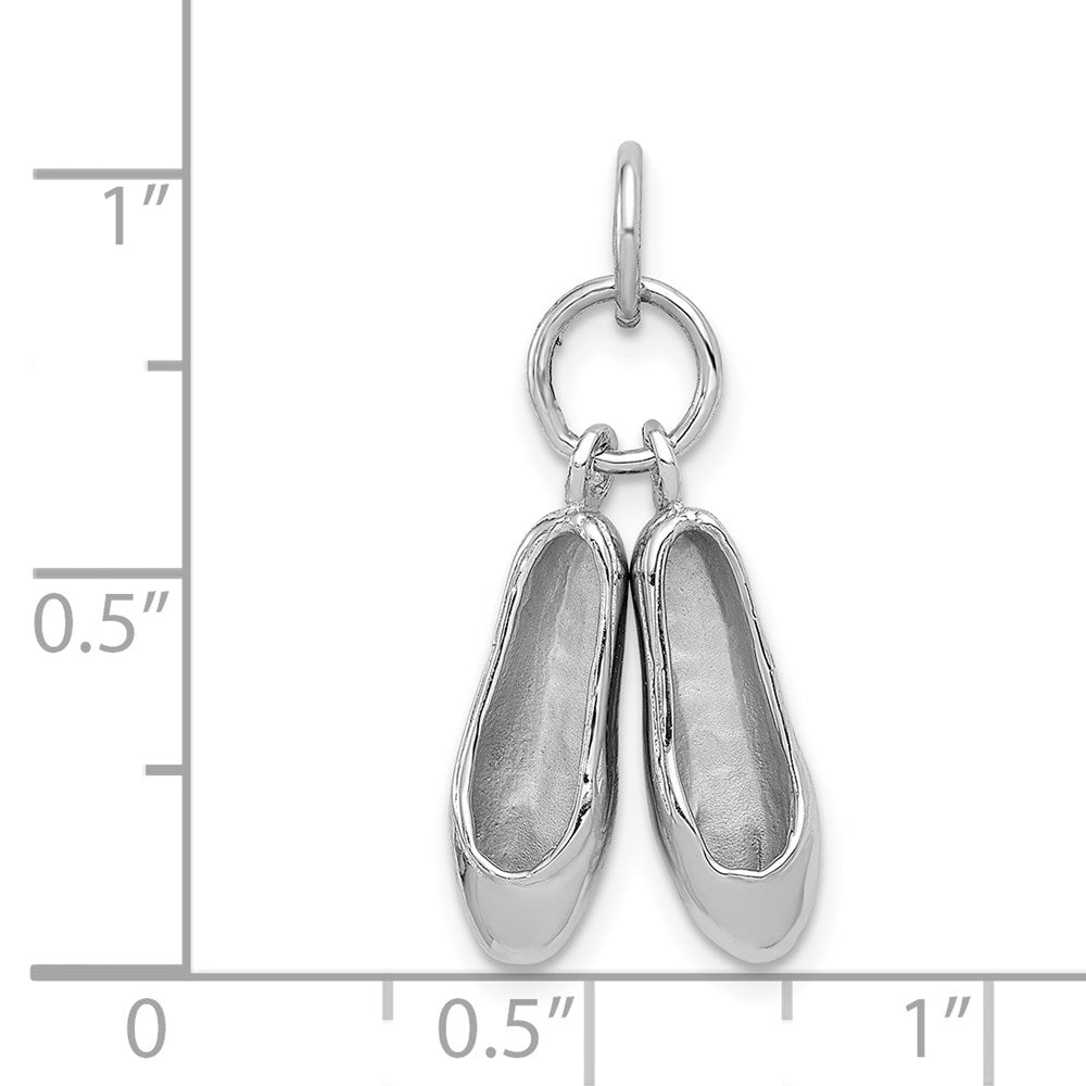 14K White Gold Solid 3-D Moveable Ballet Slippers Necklace Pendant - Charlie & Co. Jewelry