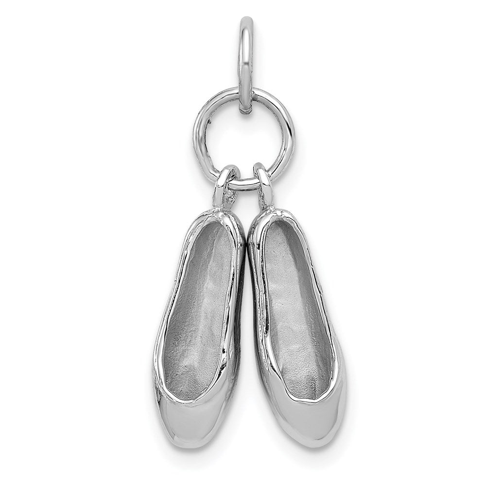 14K White Gold Solid 3-D Moveable Ballet Slippers Necklace Pendant - Charlie & Co. Jewelry