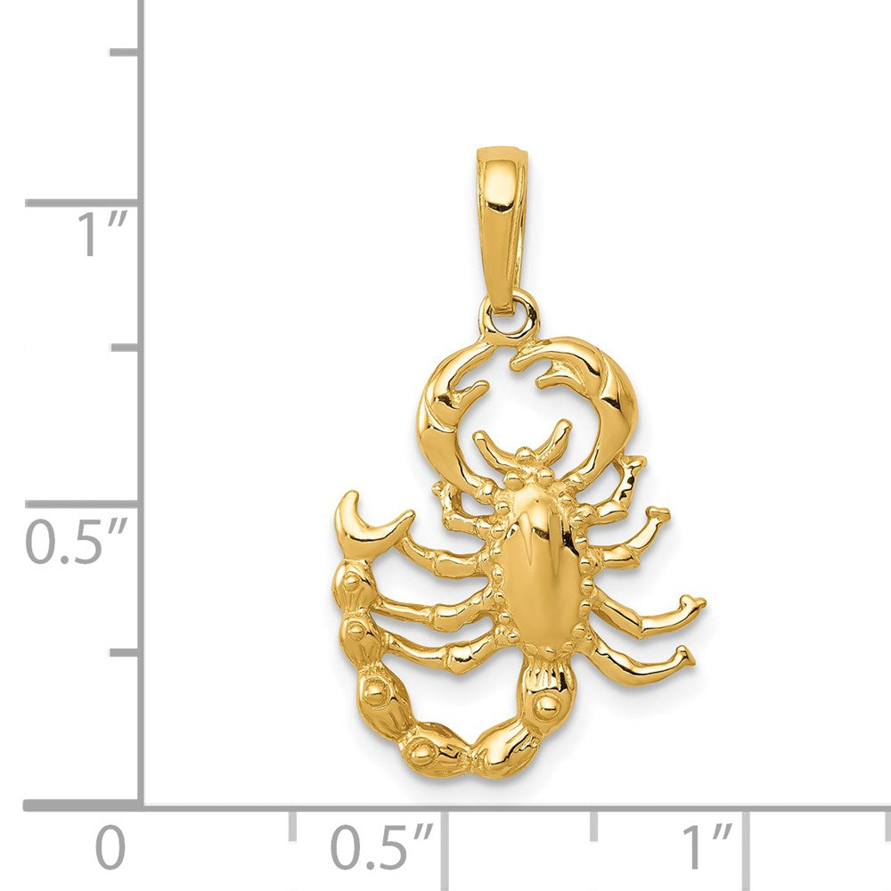 Gold Polished Medium Scorpion Pendant Necklace Model-D1330 - Charlie & Co. Jewelry