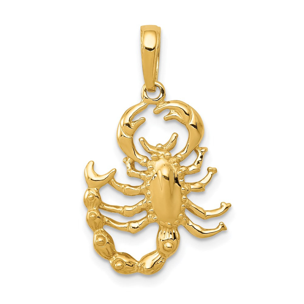 Gold Polished Medium Scorpion Pendant Necklace Model-D1330 - Charlie & Co. Jewelry