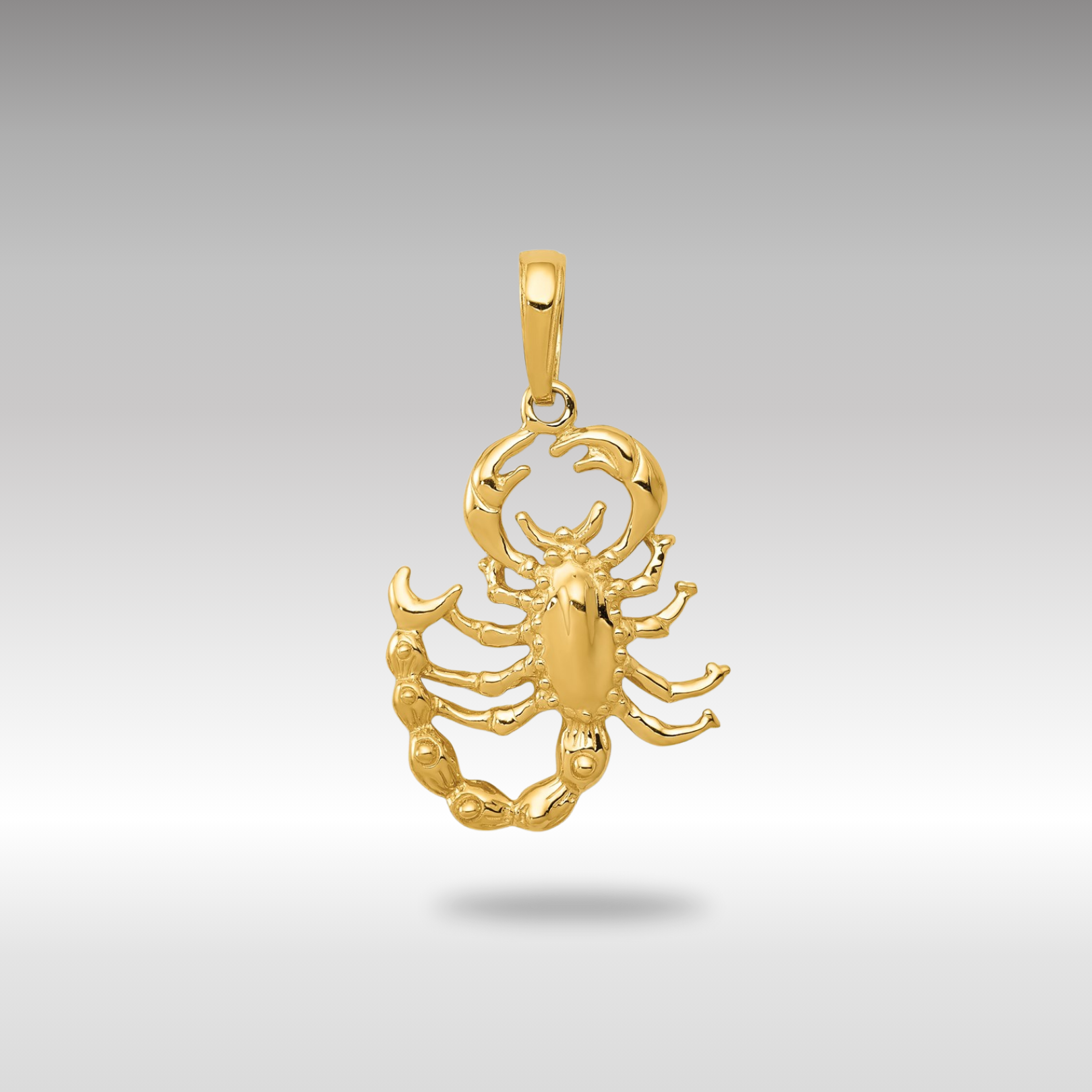 Gold Polished Medium Scorpion Pendant Necklace Model-D1330 - Charlie & Co. Jewelry