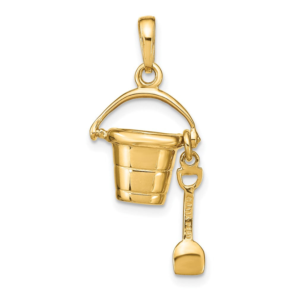 Charlie & Co Jewelry | 14k Polished 3-d Moveable Pail And Shovel Pendant - Model D1381