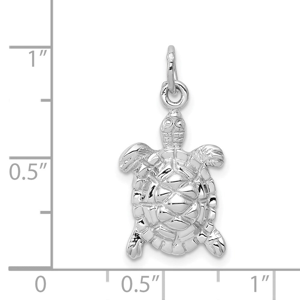 14k White Gold Polished Open-Backed Turtle Charm - Charlie & Co. Jewelry