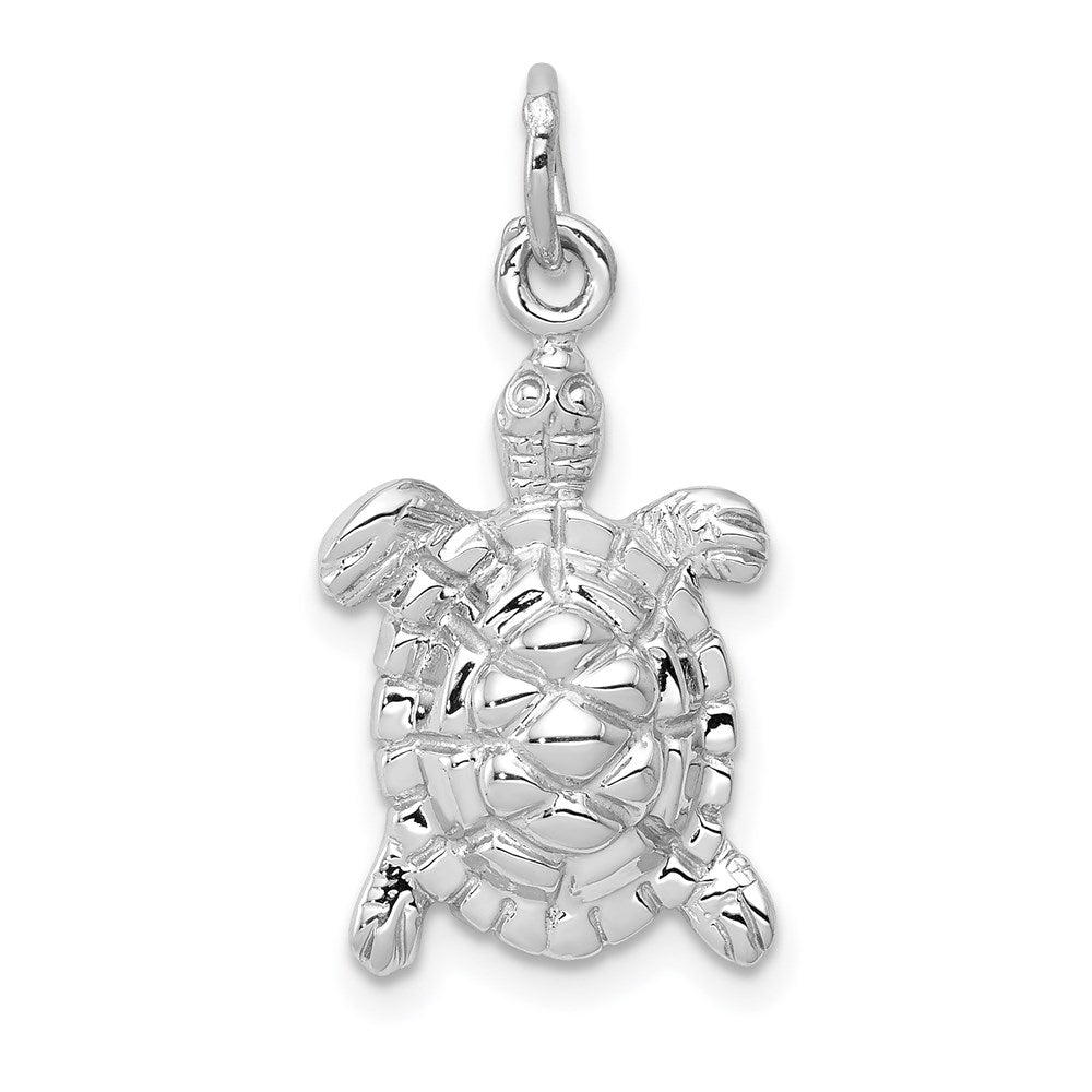 14k White Gold Polished Open-Backed Turtle Charm - Charlie & Co. Jewelry