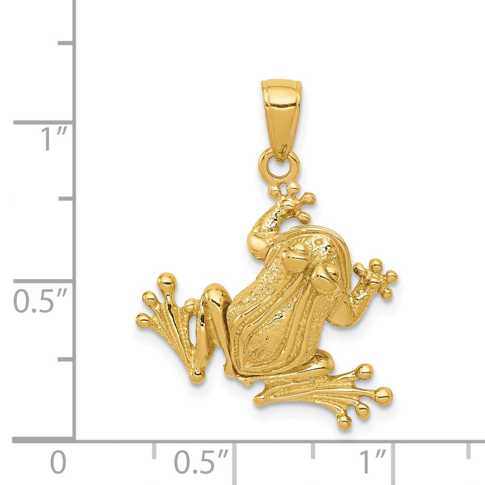 14K Gold Detailed 3D Articulated Frog Charm - Charlie & Co. Jewelry