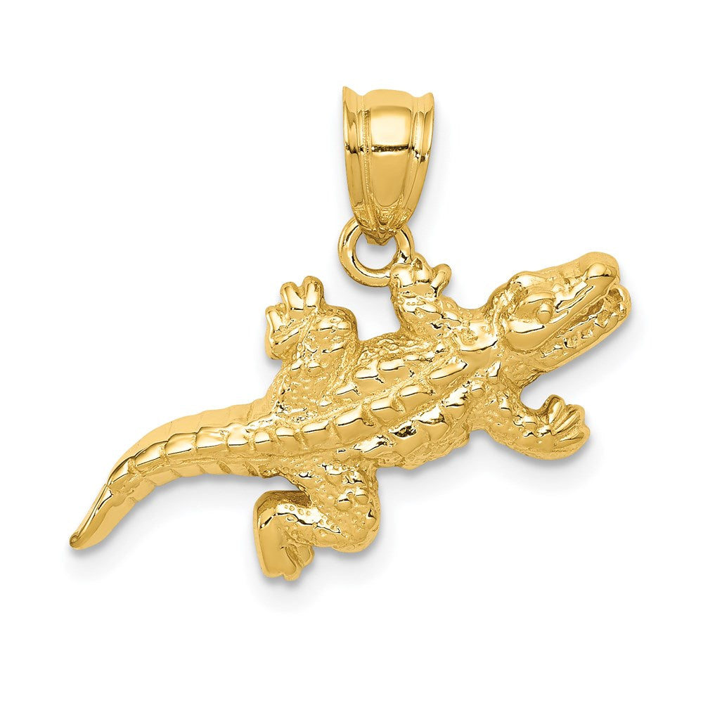 14K Gold Textured Alligator Charm - Charlie & Co. Jewelry