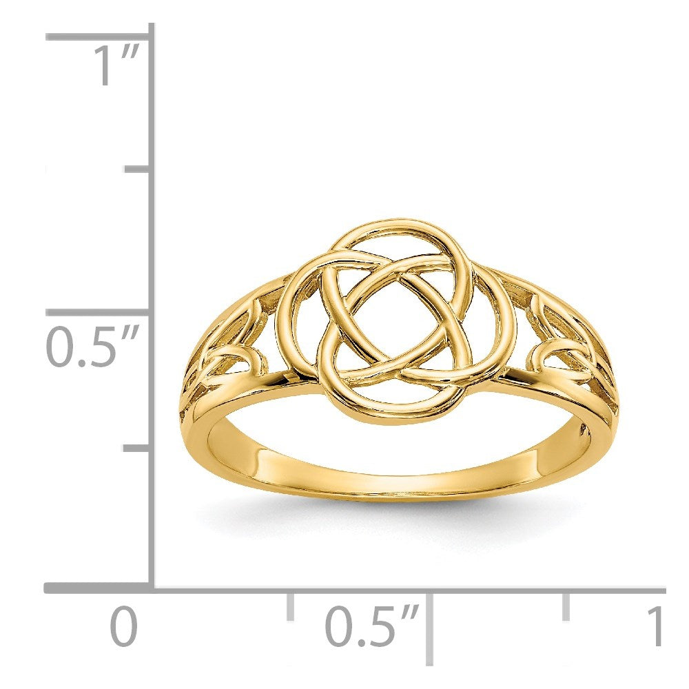 Gold Polished Ladies Celtic Knot Ring Model-D1870 - Charlie & Co. Jewelry