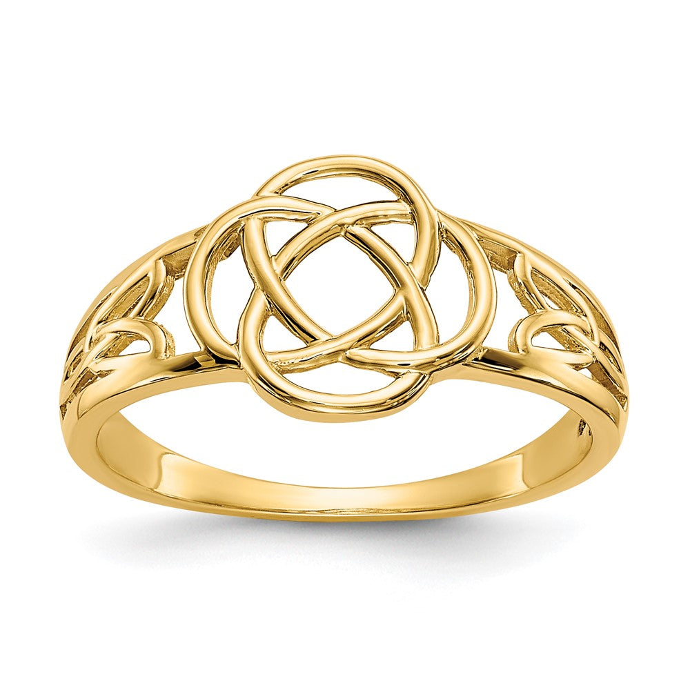 Gold Polished Ladies Celtic Knot Ring Model-D1870 - Charlie & Co. Jewelry