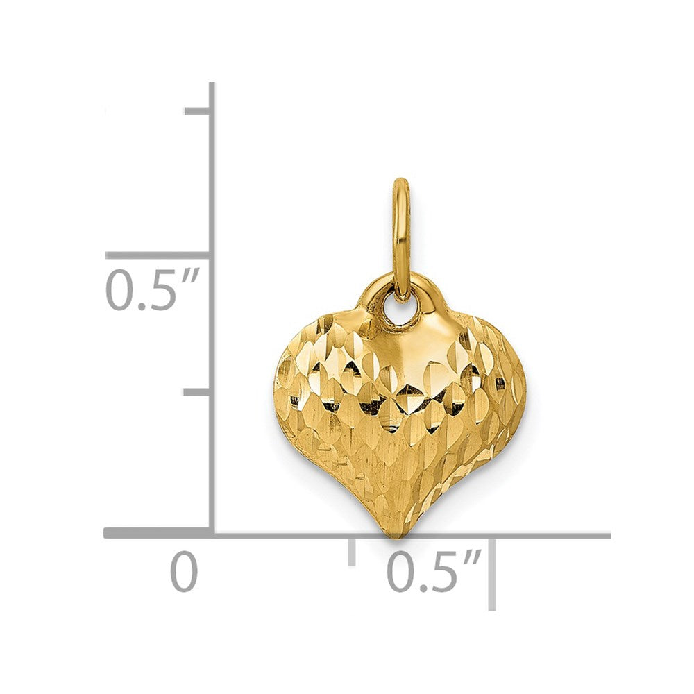 Gold Polished and Textured 3-D Heart Necklace Pendant Model-D2887 - Charlie & Co. Jewelry