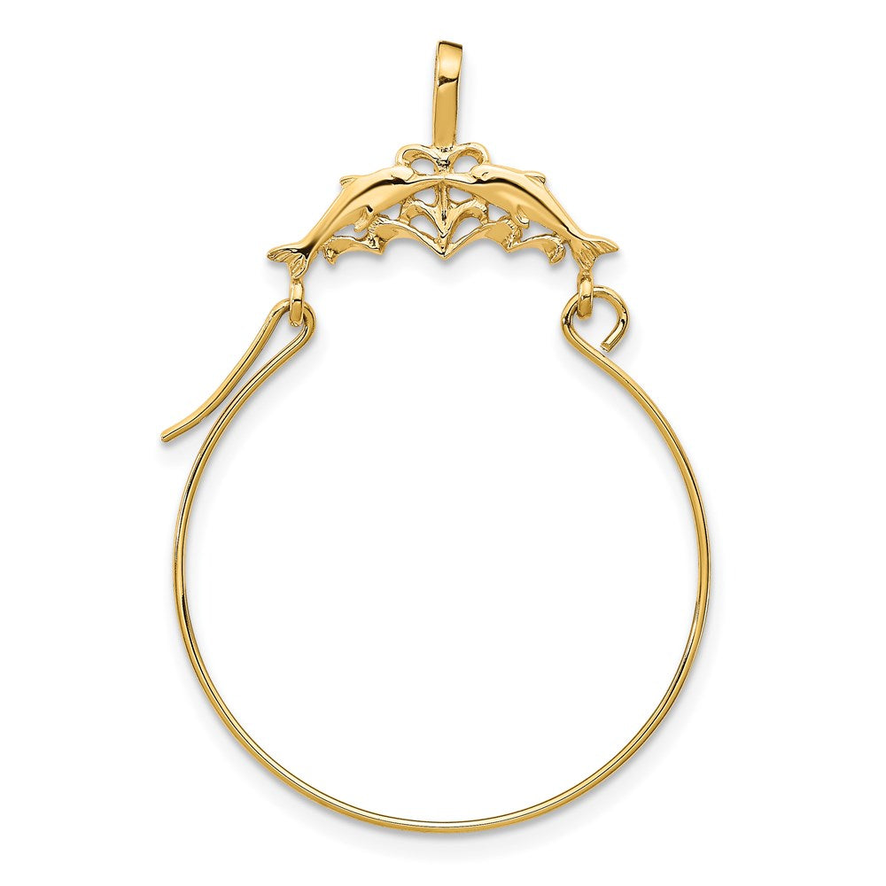 Charlie & Co Jewelry | 14k Double Dolphins Charm Holder Pendant - Model D2901