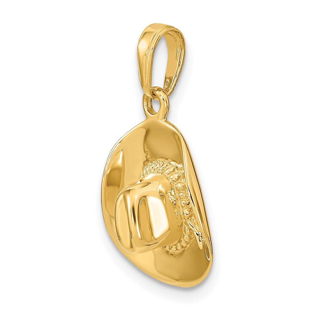 Gold Polished 3-D Cowboy Hat Pendant Necklace Model-D2927 - Charlie & Co. Jewelry