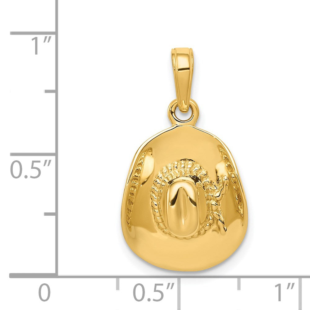 Gold Polished 3-D Cowboy Hat Pendant Necklace Model-D2927 - Charlie & Co. Jewelry