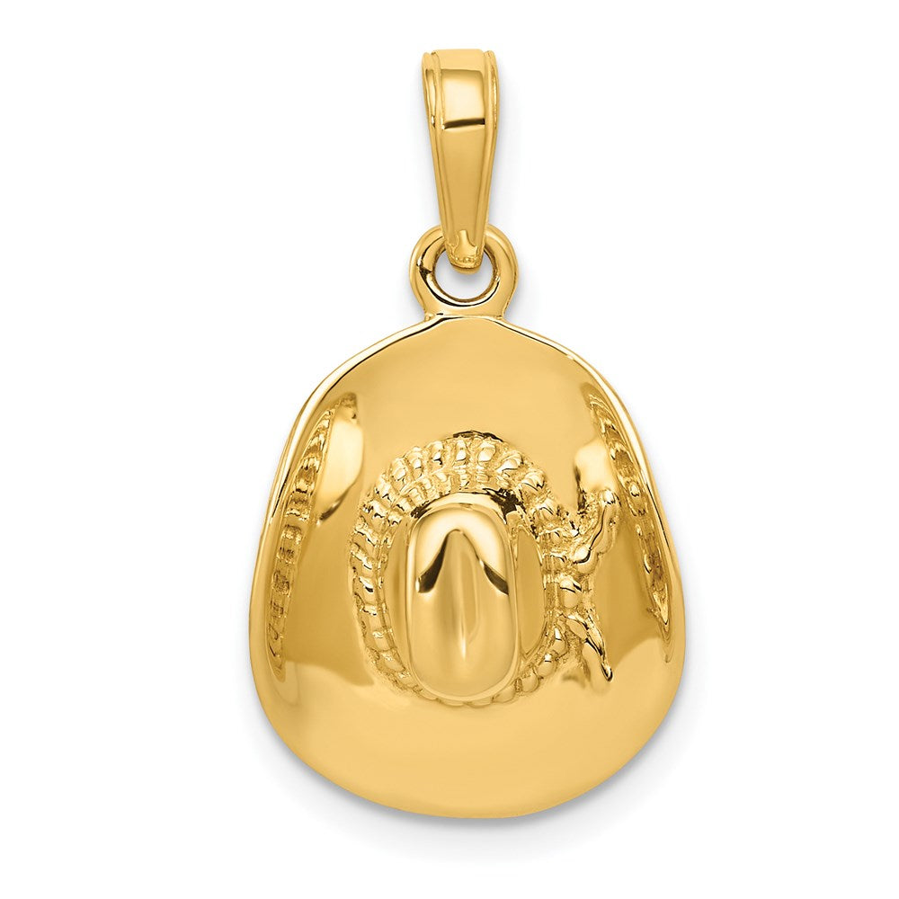 Gold Polished 3-D Cowboy Hat Pendant Necklace Model-D2927 - Charlie & Co. Jewelry