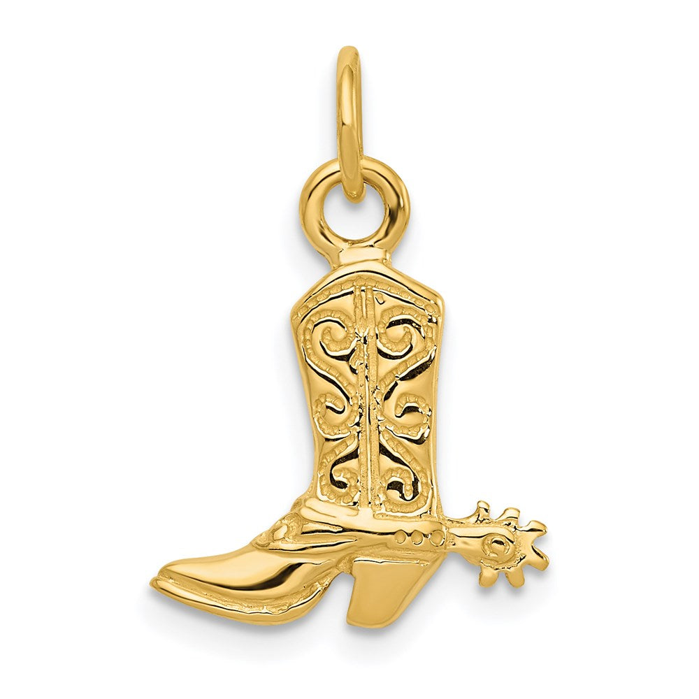Gold Polished Western Cowboy Boot Pendant Necklace Model-D2928 - Charlie & Co. Jewelry
